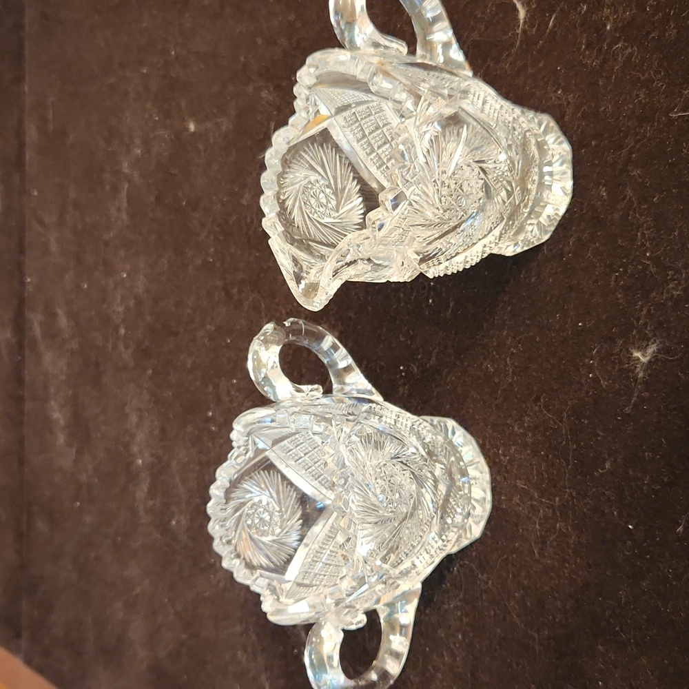 Antique crystal cream and sugar bowls